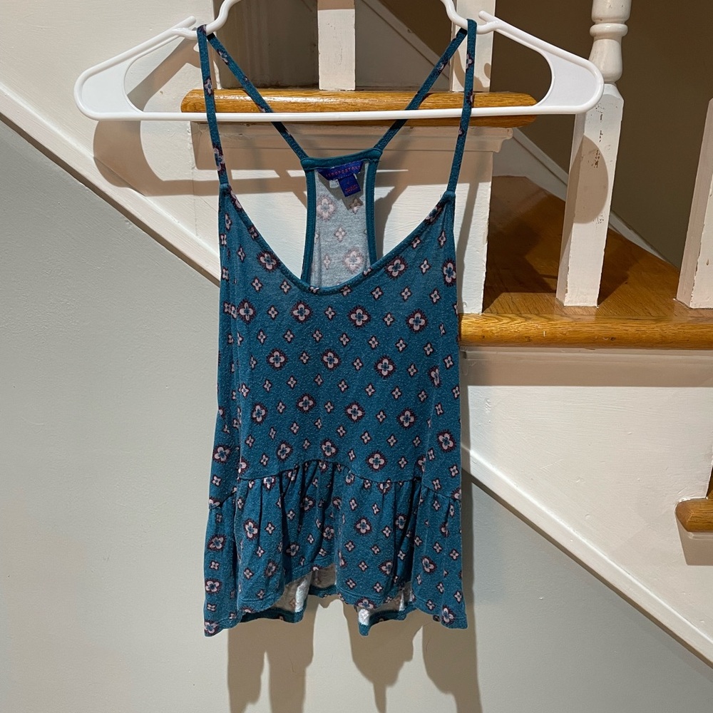 Aeropostale Teal Floral Tank